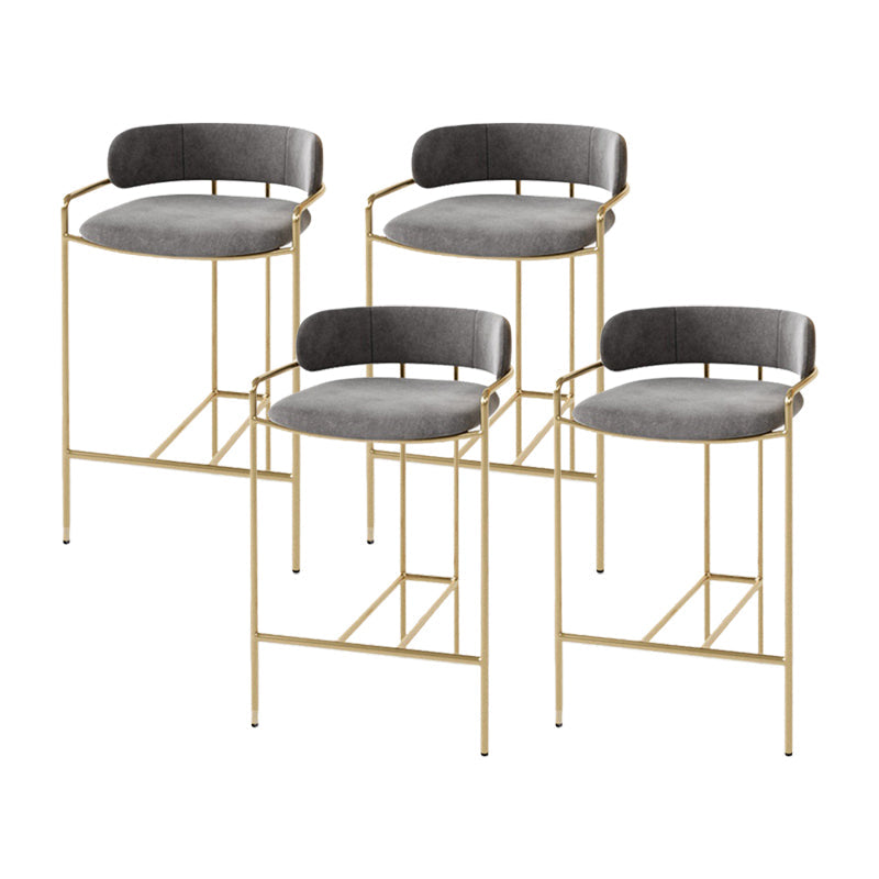 29.53" Glam Bar and Counter Stool Low Back Stool with 4 Metal Legs Gold Gray 4 Piece Set Clearhalo 'Bar Furniture' 'Bar Stools' 'bar_stools' 'furn' 'furn_bar_stools' 'Furniture' 'furniture_bar_stools' 'Kitchen & Dining Furniture' 4791204