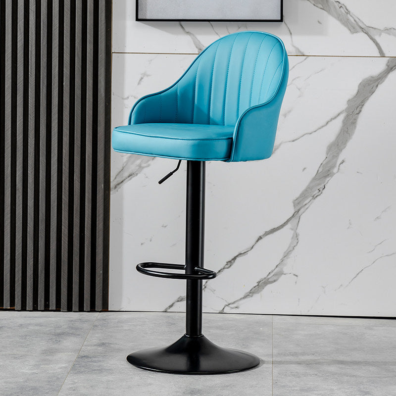 Industrial Bar and Counter Stool Adjustable Height Stool with Pedestal Base Blue Black 1 Piece Clearhalo 'Bar Furniture' 'Bar Stools' 'bar_stools' 'Furniture' 'furniture_bar_stools' 'Kitchen & Dining Furniture' 4791225