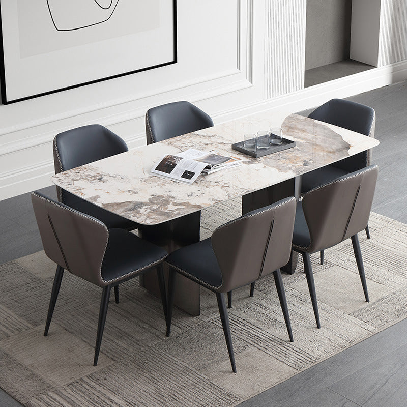 Modern Sintered Stone Top Dining Set Rectangle 1/4/5/7 Pieces Dining Table with Chairs Clearhalo 'Dining Room Sets' 'Dining Tables & Seating' 'dining_room_set' 'furn' 'furn_dining_room_set' 'Furniture' 'furniture_dining_room_set' 'Kitchen & Dining Furniture' 4791358