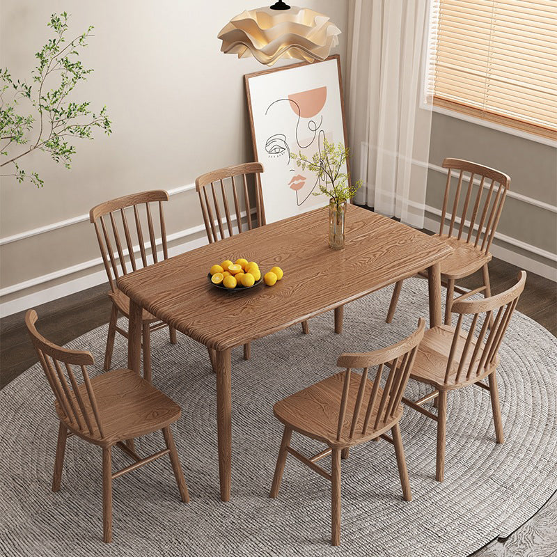 Modern Wood Dining Table Set 1/2/5/7 Pieces Dining Set for Home Use 7 Pieces: Table, 6 Chairs Clearhalo 'Dining Room Sets' 'Dining Tables & Seating' 'dining_room_set' 'furn' 'furn_dining_room_set' 'Furniture' 'furniture_dining_room_set' 'Kitchen & Dining Furniture' 4791550