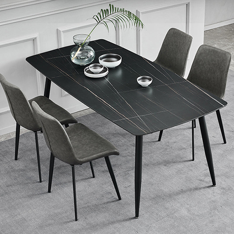 Modern Metal Dining Set 1/4/5 Pieces Rectangle Dining Table Set 5 Pieces: Table, 4 Chairs Clearhalo 'Dining Room Sets' 'Dining Tables & Seating' 'dining_room_set' 'furn' 'furn_dining_room_set' 'Furniture' 'furniture_dining_room_set' 'Kitchen & Dining Furniture' 4791595