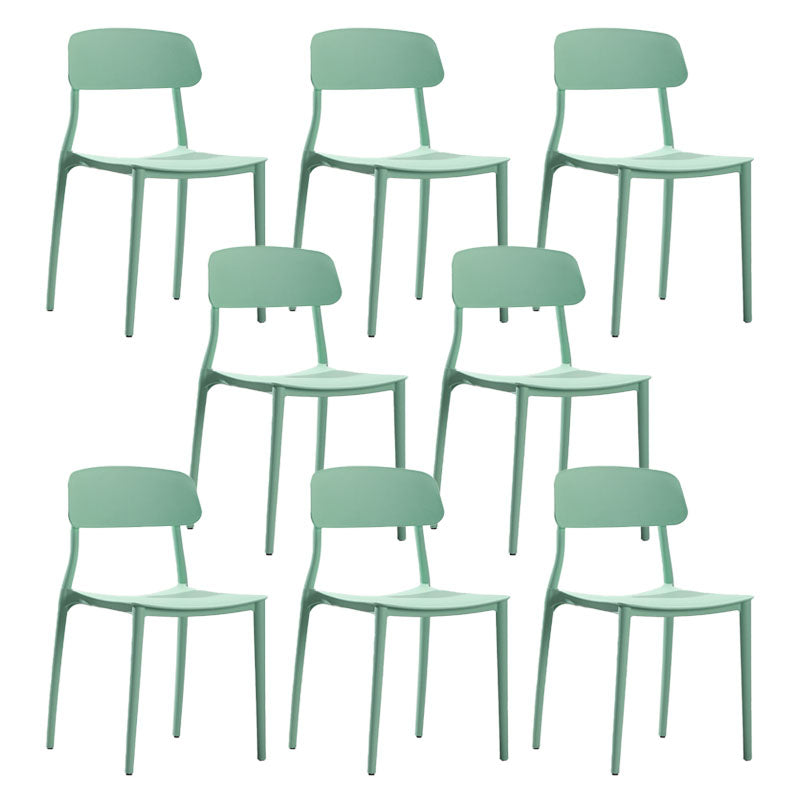 Contemporary Stackable Chairs Open Back Kitchen Armless Chair with Plastic Legs Green 8 Piece Set Clearhalo 'Dining Chairs' 'Dining Tables & Seating' 'dining_chair' 'furn' 'furn_dining_chair' 'Furniture' 'furniture_dining_chair' 'Kitchen & Dining Furniture' 4792113