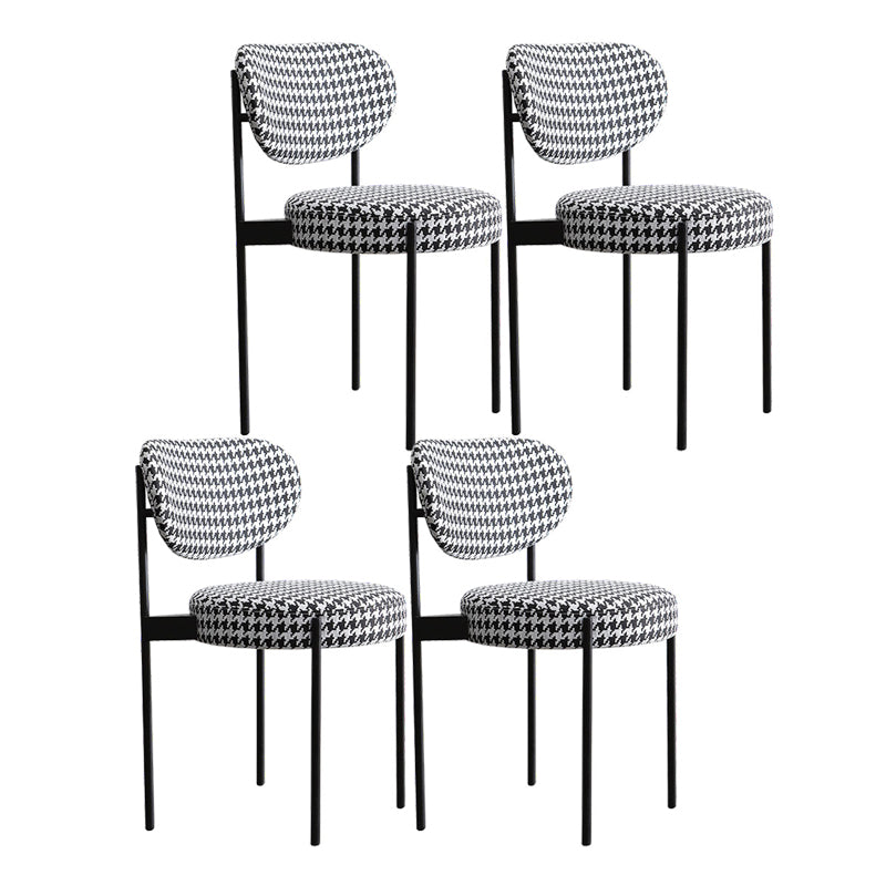 Minimalist Design Upholstered Dining Chairs Open Back Side Chair for Home Black White 4 Piece Set Clearhalo 'Dining Chairs' 'Dining Tables & Seating' 'dining_chair' 'furn' 'furn_dining_chair' 'Furniture' 'furniture_dining_chair' 'Kitchen & Dining Furniture' 4792426