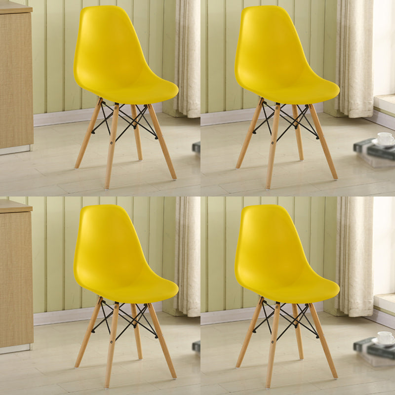 Wood Scandinavian Kitchen Dining Room Chair Solid Back Dining Side Chair Yellow Set of 4 Clearhalo 'Dining Chairs' 'Dining Tables & Seating' 'dining_chair' 'Furniture' 'furniture_dining_chair' 'Kitchen & Dining Furniture' 4792816