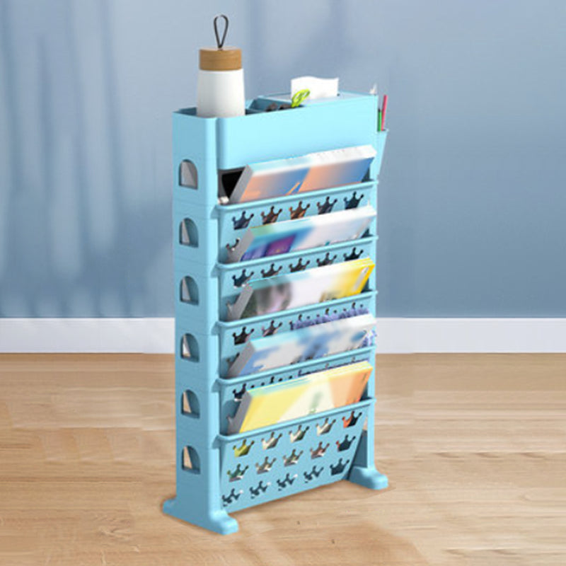 6-Shelf Plastic Ladder Bookcase Contemporary Closed Back Book Shelf 15.7"L x 5.9"W x 27.6"H Lake Blue Clearhalo 'Bookcases' 'furn' 'furn_bookcases' 'Furniture' 'furniture_bookcases' 'kitchen' 'kitchen_bookcases' 'Living Room Furniture' 'Office Furniture' 4792898