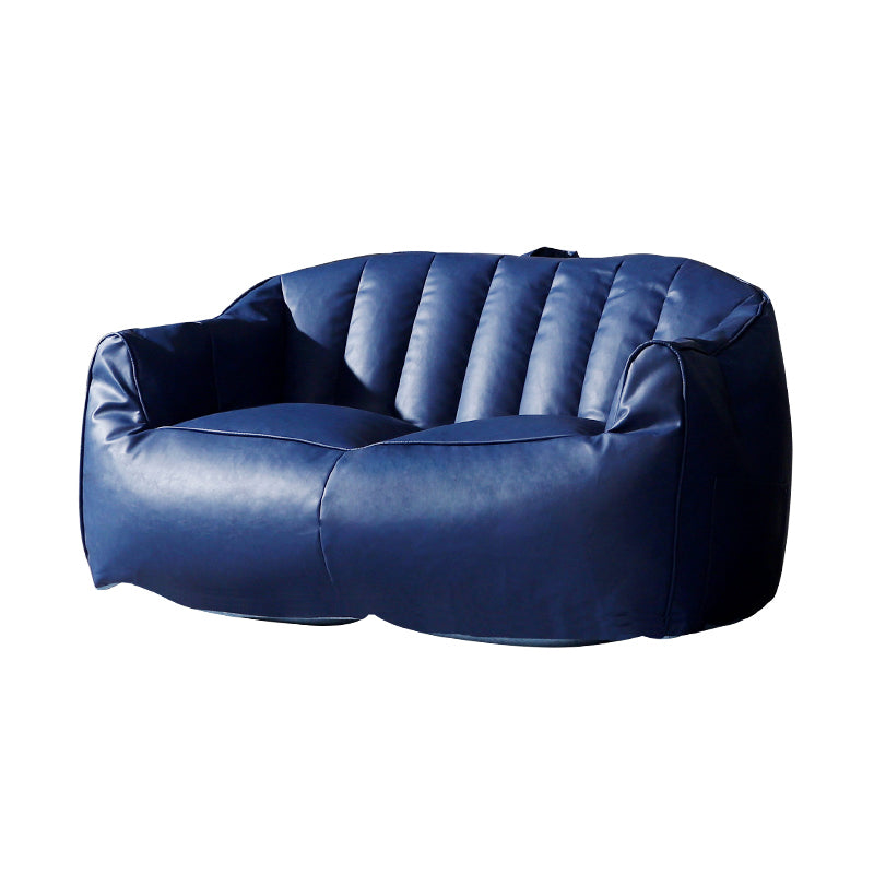 Contemporary Faux Leather Pillow Top Arm Sofa Sewn Pillow Back Sofa for Apartment 51"L x 32"W x 26"H Dark Blue Clearhalo 'furn' 'furn_sofas' 'Furniture' 'furniture_sofas' 'kitchen' 'kitchen_sofas' 'Living Room Furniture' 'Sofa' 'sofas' 4795565