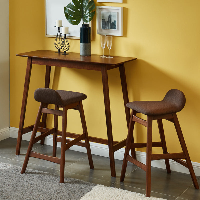 Solid Wood Bar Dining Table Contemporary Bar Table with Brown Base 55.1"L x 27.6"W x 39.4"H Clearhalo 'Bar Furniture' 'Bar Tables' 'bar_tables' 'Furniture' 'furniture_bar_tables' 'Kitchen & Dining Furniture' 4797374