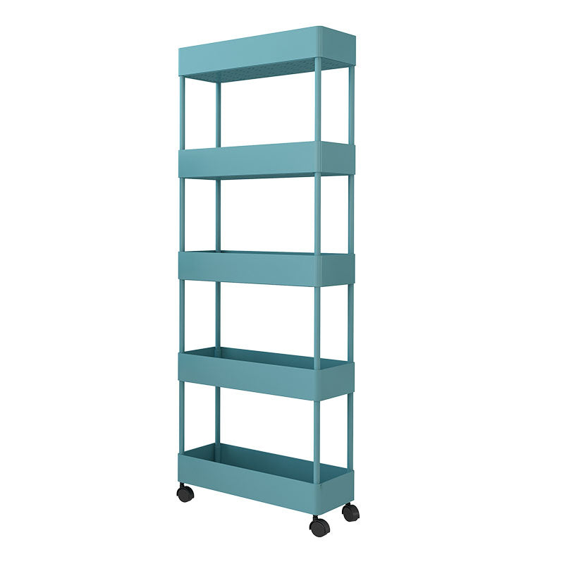 Scandinavian Etagere Bookshelf Metal Frame Plastic Shelf Bookshelf with Caster Wheels Blue Clearhalo 'Bookcases' 'furn' 'furn_bookcases' 'Furniture' 'furniture_bookcases' 'kitchen' 'kitchen_bookcases' 'Living Room Furniture' 'Office Furniture' 4803782