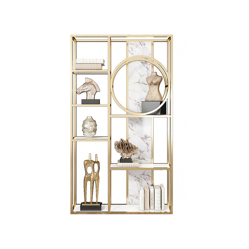 11.81"W Bookcase Glam Style Open Back Bookcase for Home Office 47"L x 12"W x 79"H White-Gold Clearhalo 'Bookcases' 'furn' 'furn_bookcases' 'Furniture' 'furniture_bookcases' 'kitchen' 'kitchen_bookcases' 'Living Room Furniture' 'Office Furniture' 4804268