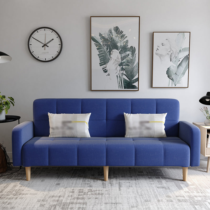 Transitional Modern Loose Back Linen Square Arm Settee with slipcovered Royal Blue Clearhalo 'furn' 'furn_sofas' 'Furniture' 'furniture_sofas' 'kitchen' 'kitchen_sofas' 'Living Room Furniture' 'Sofa' 'sofas' 4805213