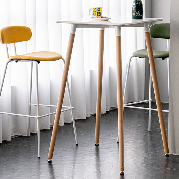 Industrial Square Bar Counter Table Dining Wooden Counter Table for Restaurant 27.6"L x 27.6"W x 41.3"H White Square Clearhalo 'Bar Furniture' 'Bar Tables' 'bar_tables' 'furn' 'furn_bar_tables' 'Furniture' 'furniture_bar_tables' 'Kitchen & Dining Furniture' 4806889