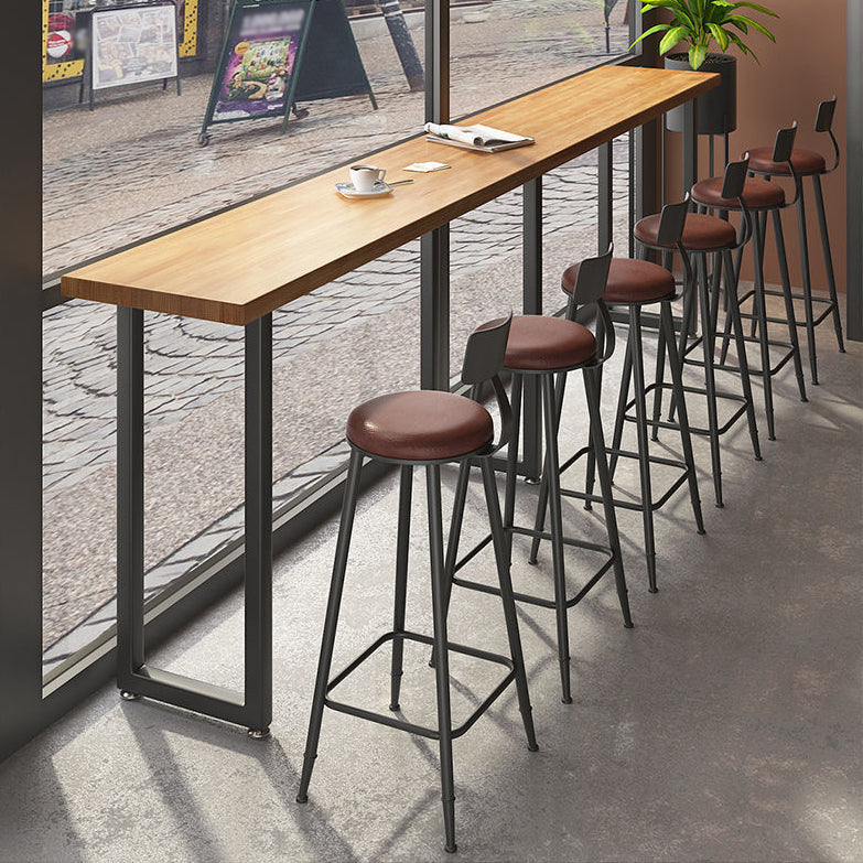 Pine Wood Bar Dining Table Industrial Bar Dining Table with Sled Base in Black 118.1"L x 15.7"W x 41.3"H Without Chairs Clearhalo 'Bar Furniture' 'Bar Tables' 'bar_tables' 'furn' 'furn_bar_tables' 'Furniture' 'furniture_bar_tables' 'Kitchen & Dining Furniture' 4806902