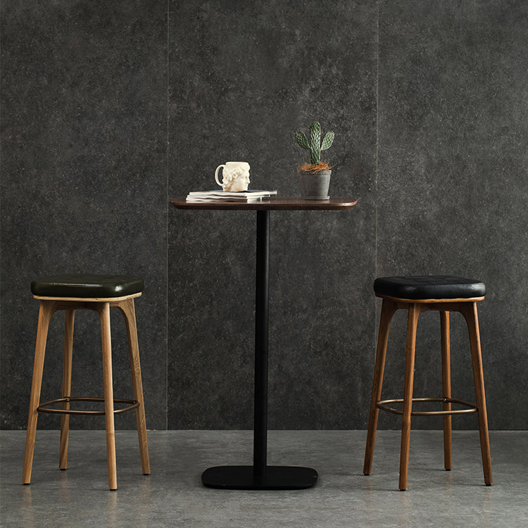 Industrial Round Bar Counter Table Wooden Dining Table for Kitchen 27.6"L x 27.6"W x 41.3"H Black Without Chairs Clearhalo 'Bar Furniture' 'Bar Tables' 'bar_tables' 'furn' 'furn_bar_tables' 'Furniture' 'furniture_bar_tables' 'Kitchen & Dining Furniture' 4806950