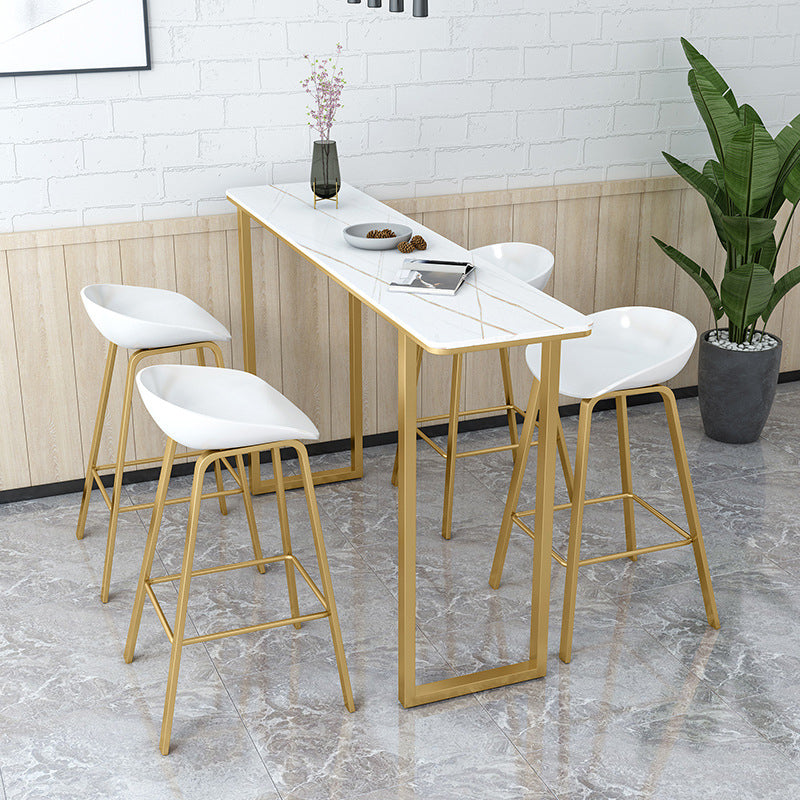 Nordic Style Rectangle Bar Counter Table Sintered Stone Dining Table for Kitchen 86.6"L x 15.7"W x 41.3"H White Without Chairs Clearhalo 'Bar Furniture' 'Bar Tables' 'bar_tables' 'furn' 'furn_bar_tables' 'Furniture' 'furniture_bar_tables' 'Kitchen & Dining Furniture' 4806986