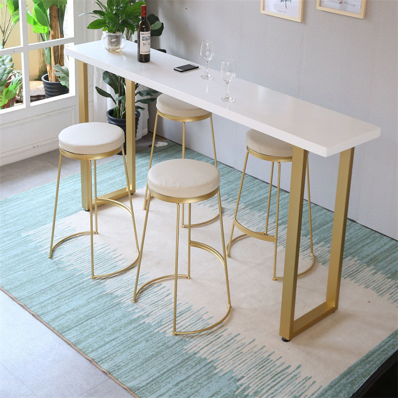 Wood Top Bar Dining Table Traditional Luxury Rectangle Bar Table with Sled Base 94.5"L x 15.7"W x 41.3"H Without Chairs Clearhalo 'Bar Furniture' 'Bar Tables' 'bar_tables' 'furn' 'furn_bar_tables' 'Furniture' 'furniture_bar_tables' 'Kitchen & Dining Furniture' 4807000