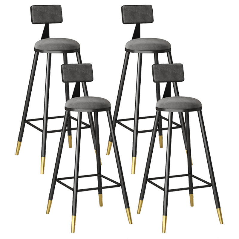 Glam Style Upholstered Fabric Stools Low Back Stools with Cushion Grey 4 Piece Set Clearhalo 'Bar Furniture' 'Bar Stools' 'bar_stools' 'furn' 'furn_bar_stools' 'Furniture' 'furniture_bar_stools' 'Kitchen & Dining Furniture' 4807384