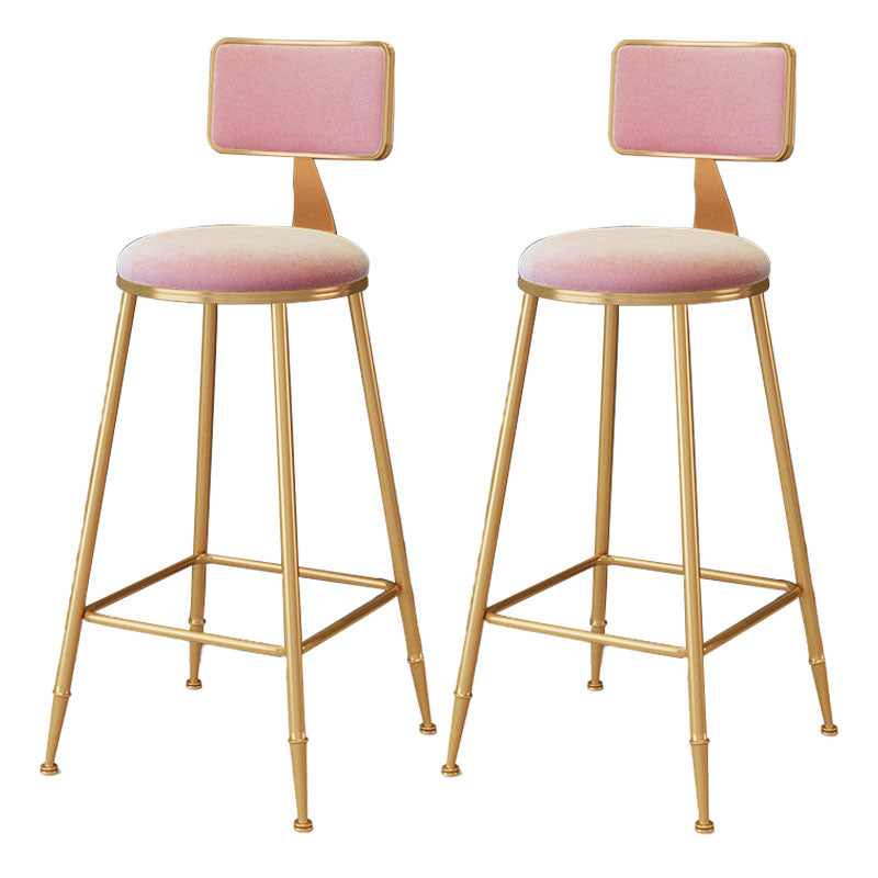 Scandinavian Round Barstools for Home Armless Stools with Metal Base Pink 2 Piece Set Bar Stool(30"H) Clearhalo 'Bar Furniture' 'Bar Stools' 'bar_stools' 'furn' 'furn_bar_stools' 'Furniture' 'furniture_bar_stools' 'Kitchen & Dining Furniture' 4807470