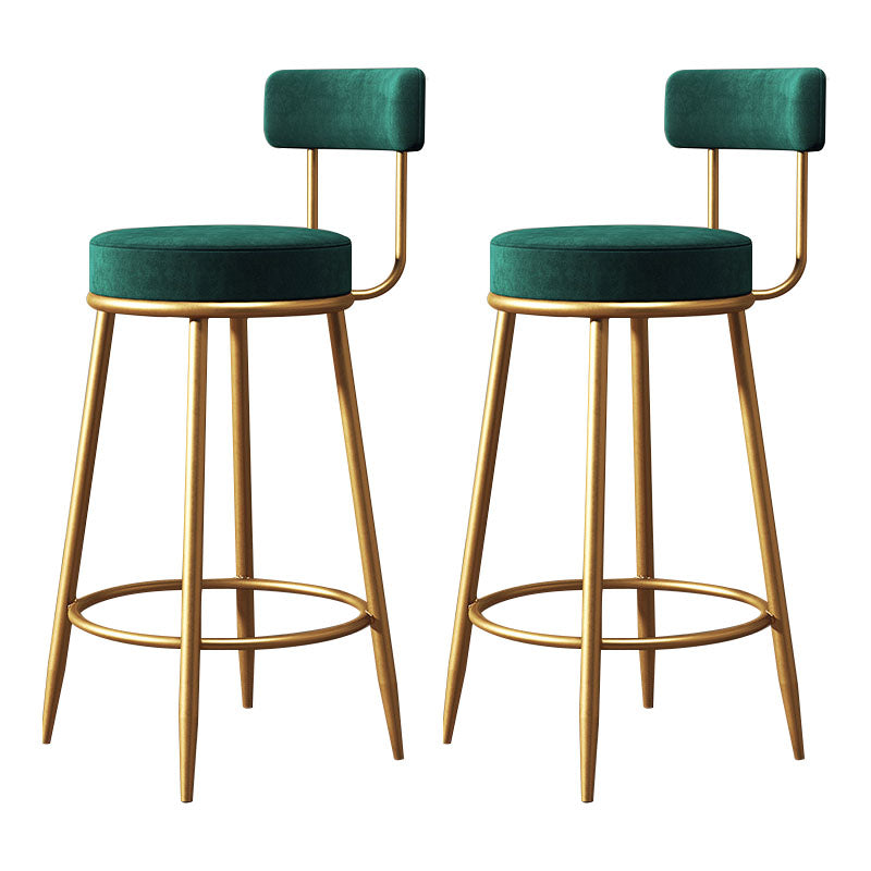 Nordic Style Upholstered Fabric Stools Armless Round Barstools for Home Use Green 2 Piece Set Clearhalo 'Bar Furniture' 'Bar Stools' 'bar_stools' 'furn' 'furn_bar_stools' 'Furniture' 'furniture_bar_stools' 'Kitchen & Dining Furniture' 4807559