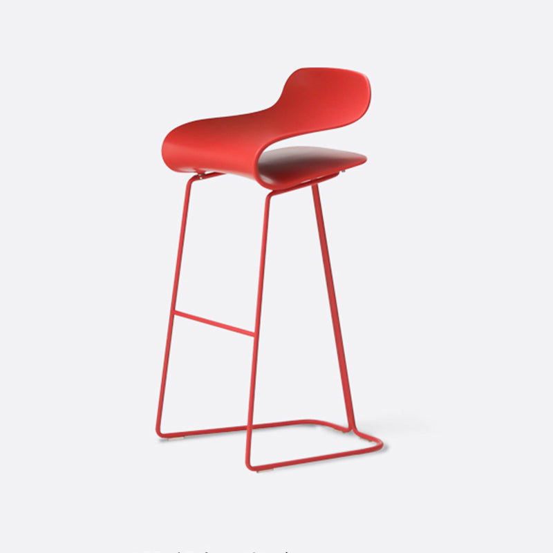 Contemporary Footrest Low Back Barstool Plastic Matte Finish Coffee Shop Stool Red 1 Piece Bar Stool(30"H) Clearhalo 'Bar Furniture' 'Bar Stools' 'bar_stools' 'furn' 'furn_bar_stools' 'Furniture' 'furniture_bar_stools' 'Kitchen & Dining Furniture' 4807658