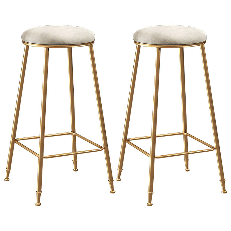 Nordic Design Stackable Backless Barstools for Home Upholstered Bar Stools with Metal Legs White 2 Piece Set Bar Stool(30"H) Clearhalo 'Bar Furniture' 'Bar Stools' 'bar_stools' 'furn' 'furn_bar_stools' 'Furniture' 'furniture_bar_stools' 'Kitchen & Dining Furniture' 4807734