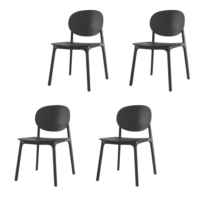 Contemporary Style Stackable Chair Kitchen Armless Chair with Plastic Legs Black Set of 4 Clearhalo 'Dining Chairs' 'Dining Tables & Seating' 'dining_chair' 'Furniture' 'furniture_dining_chair' 'Kitchen & Dining Furniture' 4809061