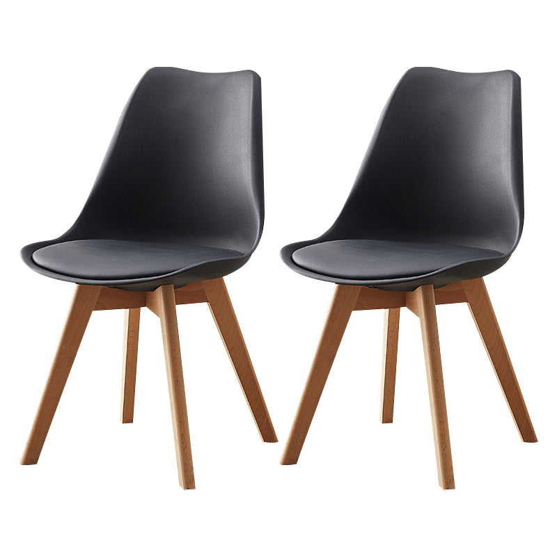 Modern Style Chairs Kitchen Armless Side Chair with Wooden Legs Black Set of 2 Clearhalo 'Dining Chairs' 'Dining Tables & Seating' 'dining_chair' 'Furniture' 'furniture_dining_chair' 'Kitchen & Dining Furniture' 4809285
