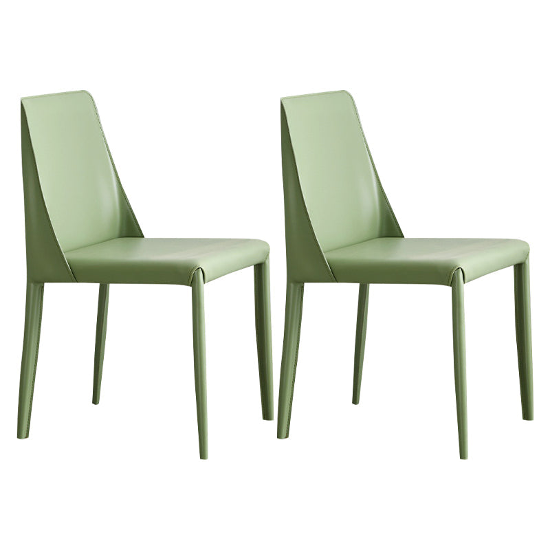 Contemporary Style Chairs Kitchen Armless Side Chair with Metal Legs Light Green 2 Piece Set Clearhalo 'Dining Chairs' 'Dining Tables & Seating' 'dining_chair' 'furn' 'furn_dining_chair' 'Furniture' 'furniture_dining_chair' 'Kitchen & Dining Furniture' 4809376