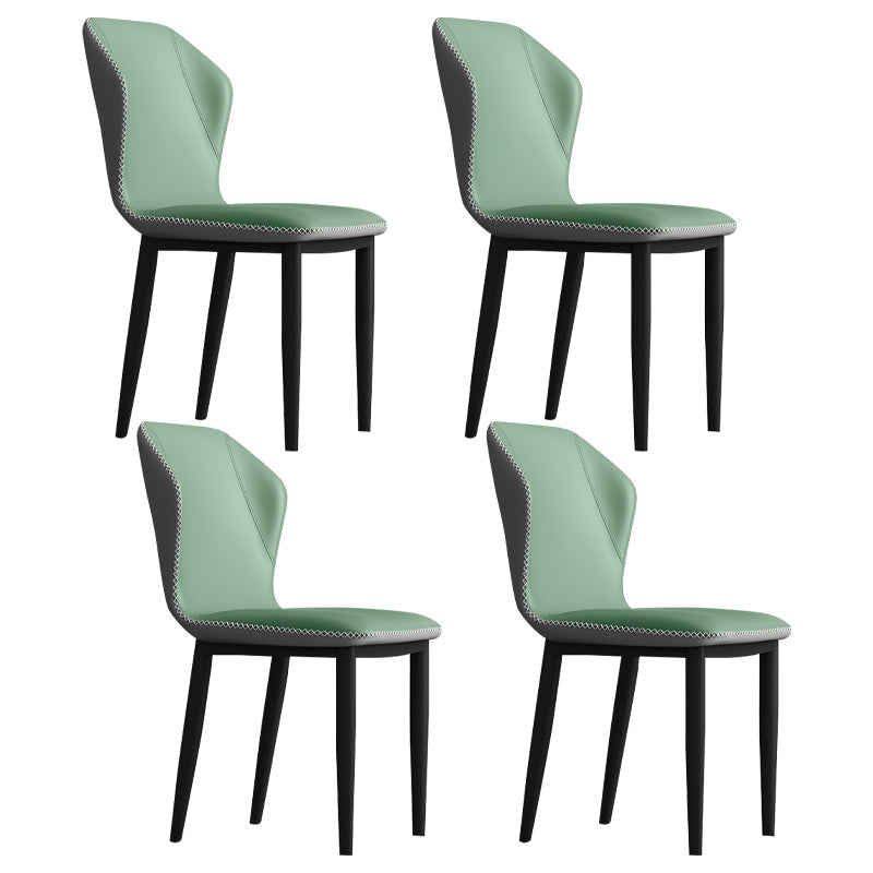 Metal Modern Contemporary Indoor-Outdoor Chair Wingback Side Chair Gray-Green Set of 4 Clearhalo 'Dining Chairs' 'Dining Tables & Seating' 'dining_chair' 'Furniture' 'furniture_dining_chair' 'Kitchen & Dining Furniture' 4809414