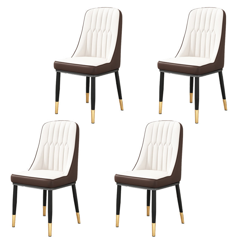 Modern Style Parsons Chair PU Leather Chairs for Dining Room White 4 Piece Set Brass Gold Clearhalo 'Dining Chairs' 'Dining Tables & Seating' 'dining_chair' 'furn' 'furn_dining_chair' 'Furniture' 'furniture_dining_chair' 'Kitchen & Dining Furniture' 4809526
