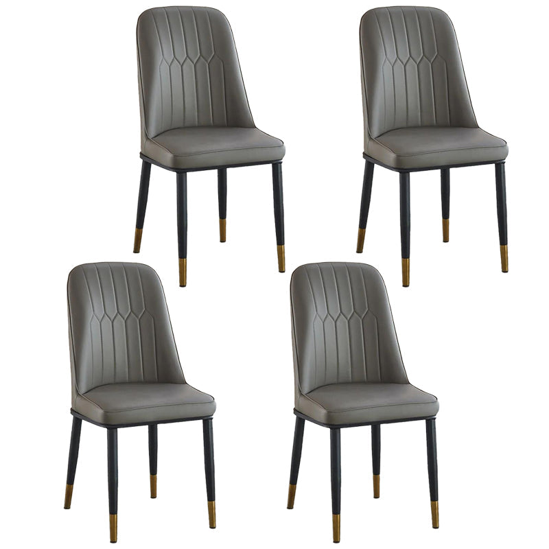 Modern Parsons Dining Chair PU Leather Chairs for Dining Room Grey 4 Piece Set Brass Gold Clearhalo 'Dining Chairs' 'Dining Tables & Seating' 'dining_chair' 'furn' 'furn_dining_chair' 'Furniture' 'furniture_dining_chair' 'Kitchen & Dining Furniture' 4809602