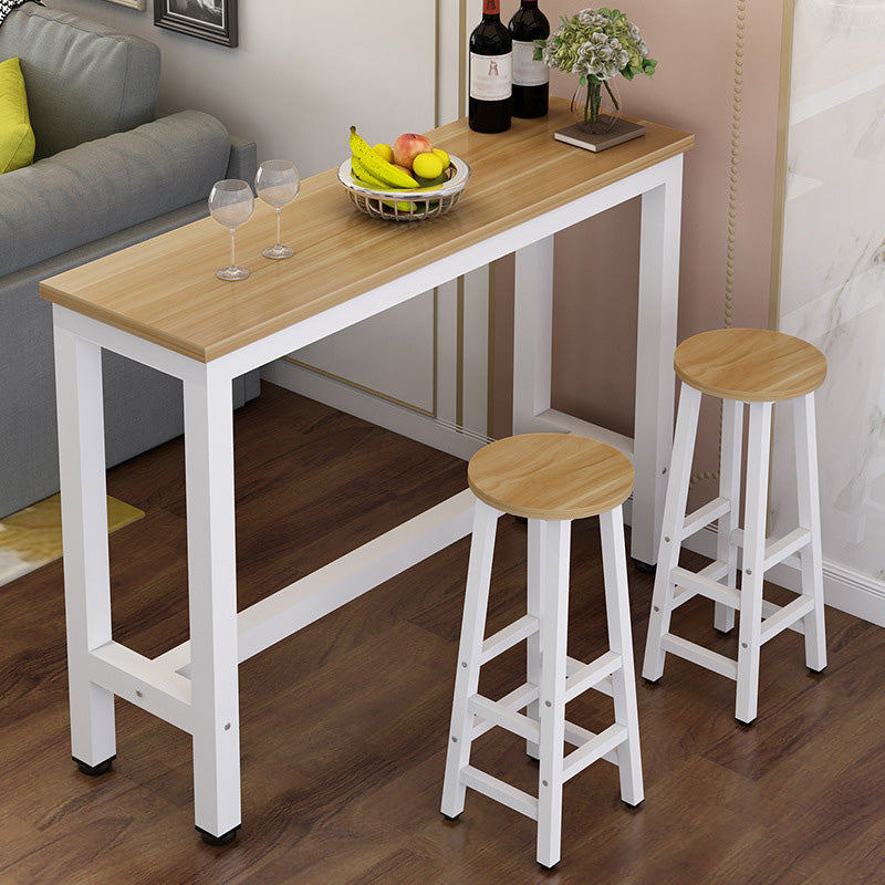 Rectangle Bar Dining Table Modern Bar Table with Trestle Base Natural 63"L x 15.7"W x 39.4"H Clearhalo 'Bar Furniture' 'Bar Tables' 'bar_tables' 'Furniture' 'furniture_bar_tables' 'Kitchen & Dining Furniture' 4816635