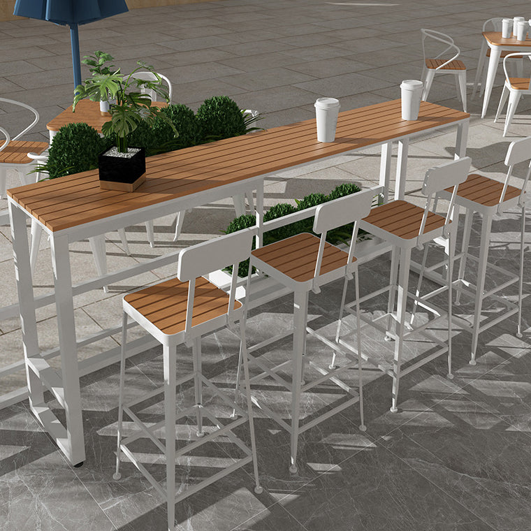 Modern Rectangle Table Dining Bar Counter Table for Kitchen with Metal Legs 94.5"L x 15.7"W x 41.3"H Without Chairs Clearhalo 'Bar Furniture' 'Bar Tables' 'bar_tables' 'furn' 'furn_bar_tables' 'Furniture' 'furniture_bar_tables' 'Kitchen & Dining Furniture' 4816868