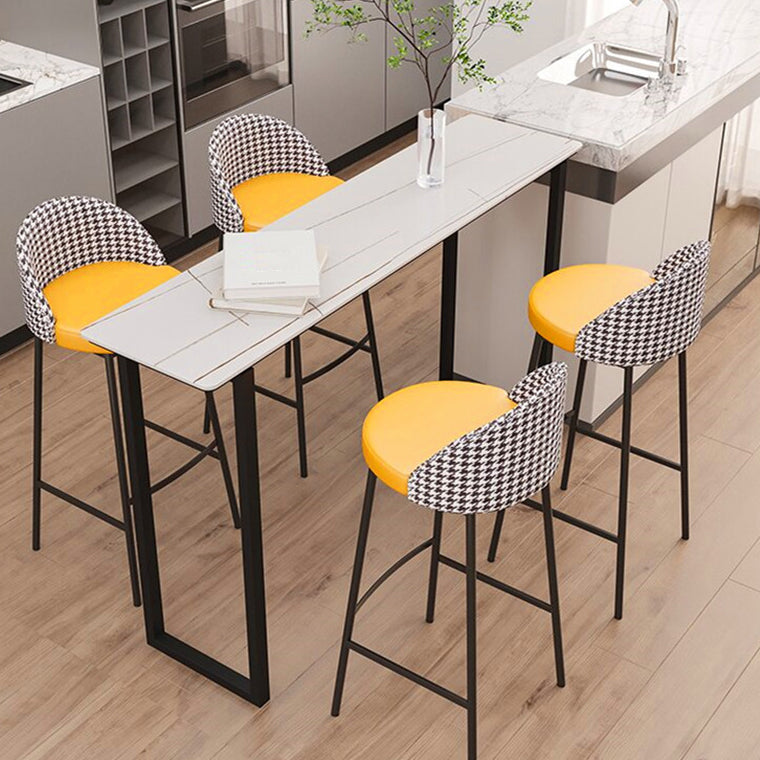 Modern Rectangle Sintered Stone Table Dining Bar Counter Table for Kitchen 86.6"L x 15.7"W x 41.3"H Black Without Chairs Clearhalo 'Bar Furniture' 'Bar Tables' 'bar_tables' 'furn' 'furn_bar_tables' 'Furniture' 'furniture_bar_tables' 'Kitchen & Dining Furniture' 4816889