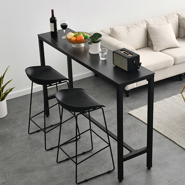 Industrial Rectangle Sintered Stone Table Dining Bar Counter Table for Kitchen 78.7"L x 15.7"W x 41.3"H Black Without Chairs Clearhalo 'Bar Furniture' 'Bar Tables' 'bar_tables' 'furn' 'furn_bar_tables' 'Furniture' 'furniture_bar_tables' 'Kitchen & Dining Furniture' 4816907