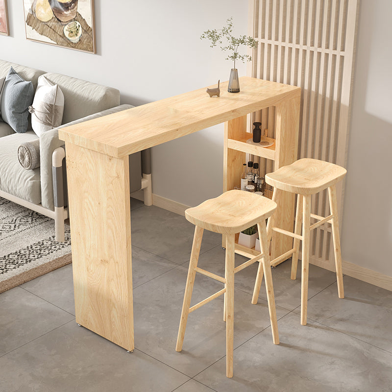 Contemporary Pine Wood Bar Table Original Wood Top 42-inch Height Pub Table 78.7"L x 15.7"W x 41.3"H Without Chairs Clearhalo 'Bar Furniture' 'Bar Tables' 'bar_tables' 'furn' 'furn_bar_tables' 'Furniture' 'furniture_bar_tables' 'Kitchen & Dining Furniture' 4816944
