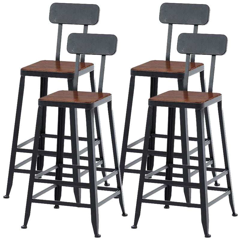 29.53" Industrial Bar and Counter Stool Low Back Stool with 4 Legs Wood 4 Piece Set Square Clearhalo 'Bar Furniture' 'Bar Stools' 'bar_stools' 'furn' 'furn_bar_stools' 'Furniture' 'furniture_bar_stools' 'Kitchen & Dining Furniture' 4816985