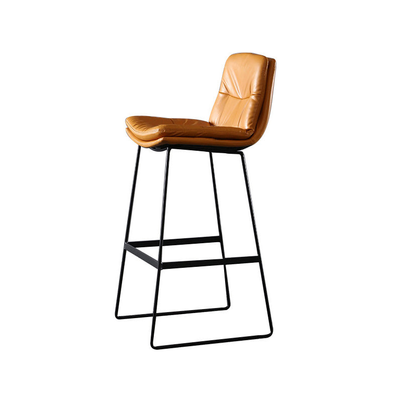 Modern Restaurant Leather Stool Matte Finish Footrest Low Back Barstool Orange 1 Piece Bar Stool(30"H) Clearhalo 'Bar Furniture' 'Bar Stools' 'bar_stools' 'furn' 'furn_bar_stools' 'Furniture' 'furniture_bar_stools' 'Kitchen & Dining Furniture' 4817047