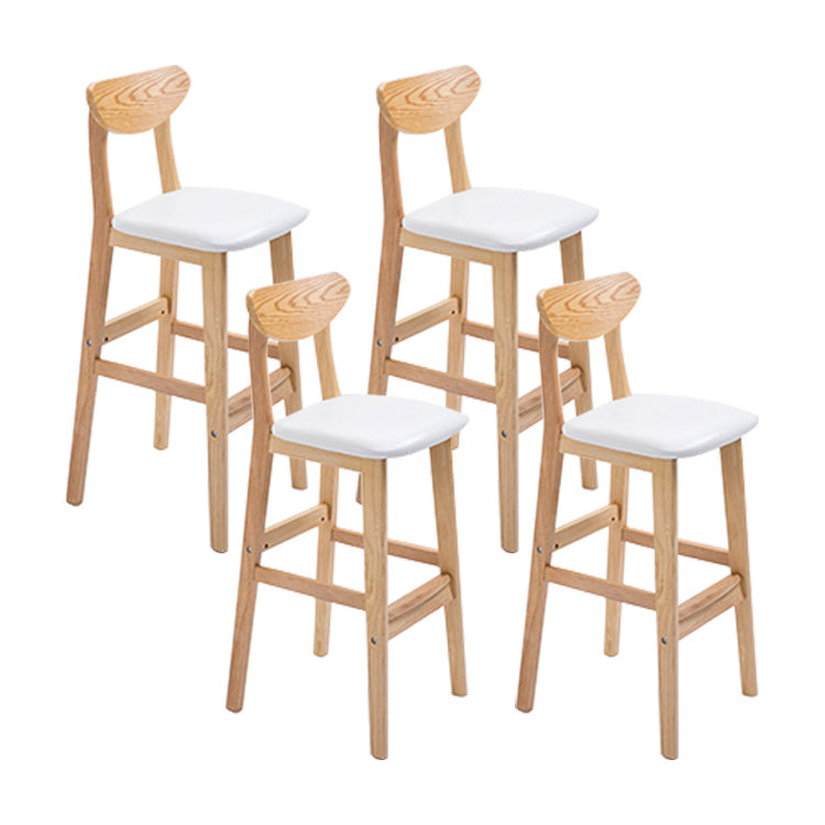 Scandinavian Oak Wood Upholstered Barstool Matte Finish Footrest Stool White Set of 4 Bar Stool(30"H) Clearhalo 'Bar Furniture' 'Bar Stools' 'bar_stools' 'Furniture' 'furniture_bar_stools' 'Kitchen & Dining Furniture' 4817079
