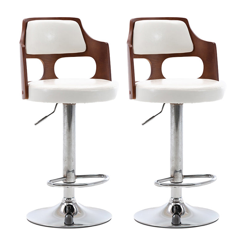 Modern Adjustable Swivel Barstool Matte Finish Footrest Stool White 2 Piece Set Clearhalo 'Bar Furniture' 'Bar Stools' 'bar_stools' 'furn' 'furn_bar_stools' 'Furniture' 'furniture_bar_stools' 'Kitchen & Dining Furniture' 4817114