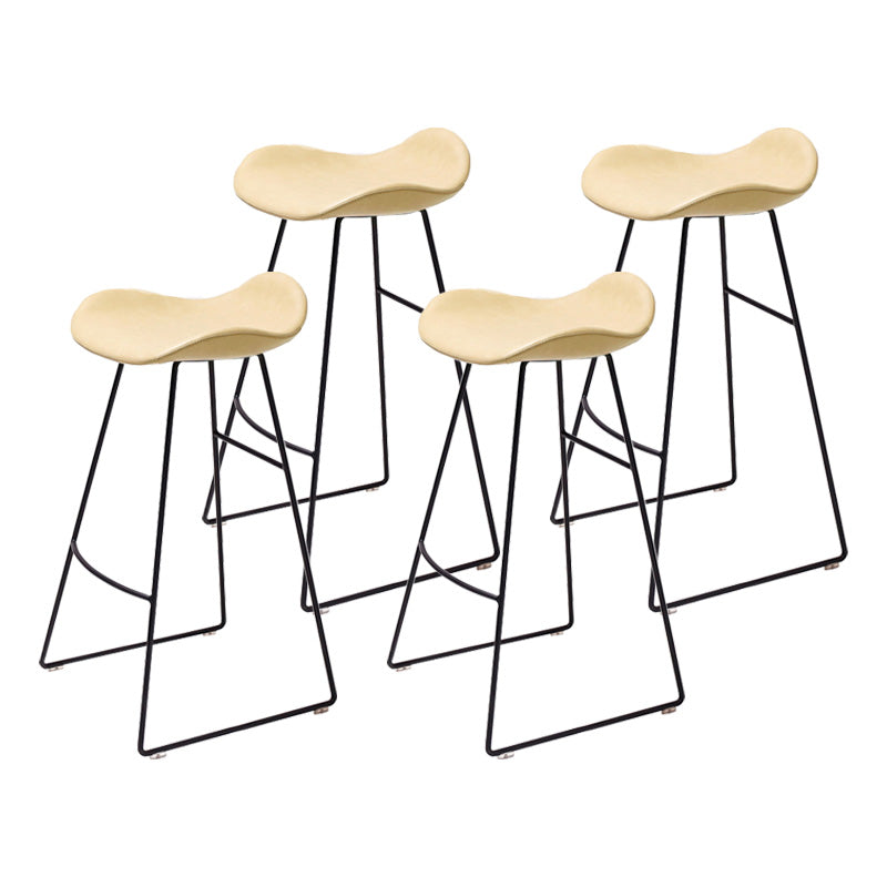 Leather Armless Home Stool Modern Footrest Matte Finish Barstool Beige 4 Piece Set Clearhalo 'Bar Furniture' 'Bar Stools' 'bar_stools' 'furn' 'furn_bar_stools' 'Furniture' 'furniture_bar_stools' 'Kitchen & Dining Furniture' 4817210