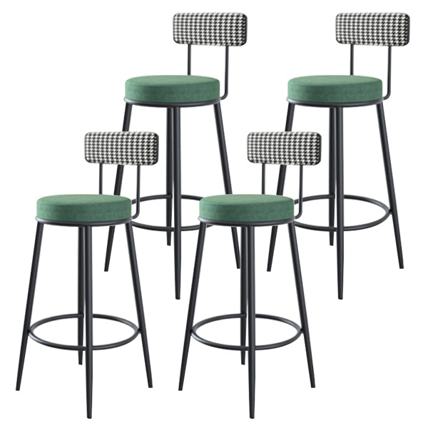 Modern Armless Backrest Counter Stool Iron Cashier Bar Stool with Velvet Cushion and Pedal Blackish Green 4 Piece Set Clearhalo 'Bar Furniture' 'Bar Stools' 'bar_stools' 'furn' 'furn_bar_stools' 'Furniture' 'furniture_bar_stools' 'Kitchen & Dining Furniture' 4817468