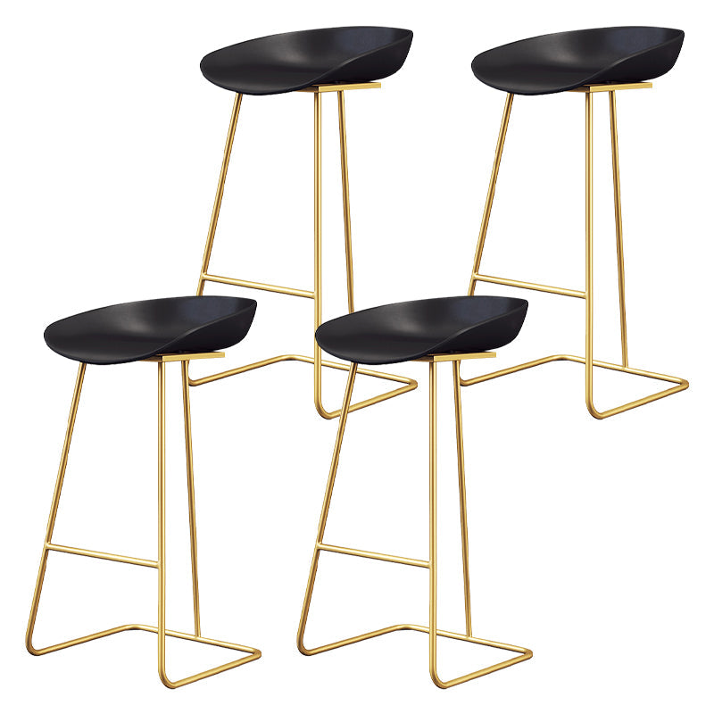 Glam Coffee Shop Footrest Stool Matte Finish Plastic Barstool Black-Gold 4 Piece Set Clearhalo 'Bar Furniture' 'Bar Stools' 'bar_stools' 'furn' 'furn_bar_stools' 'Furniture' 'furniture_bar_stools' 'Kitchen & Dining Furniture' 4817499