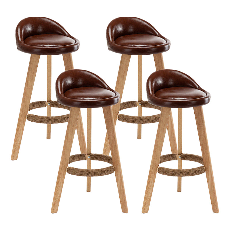 Scandinavian Home Solid Wood Bar Stool Matte Finish Footrest Stool Dark Coffee 4 Piece Set Clearhalo 'Bar Furniture' 'Bar Stools' 'bar_stools' 'furn' 'furn_bar_stools' 'Furniture' 'furniture_bar_stools' 'Kitchen & Dining Furniture' 4817745