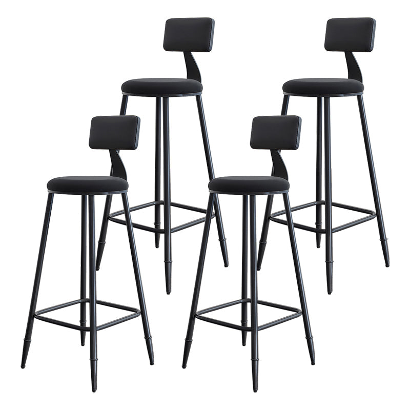 Modern Backrest Counter Stool Iron Milk Tea Shop Bar Stool with Cushion and Pedal Gloss Black 4 Piece Set Clearhalo 'Bar Furniture' 'Bar Stools' 'bar_stools' 'furn' 'furn_bar_stools' 'Furniture' 'furniture_bar_stools' 'Kitchen & Dining Furniture' 4817798