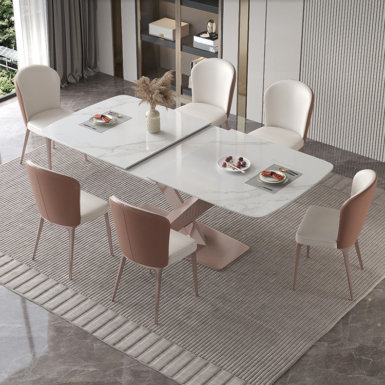 Glam Style Sintered Stone Dining Set 1/4/5/7 Pieces Dining Set for Dining Areas 7 Pieces: Table, 6 Chairs Clearhalo 'Dining Room Sets' 'Dining Tables & Seating' 'dining_room_set' 'furn' 'furn_dining_room_set' 'Furniture' 'furniture_dining_room_set' 'Kitchen & Dining Furniture' 4818140