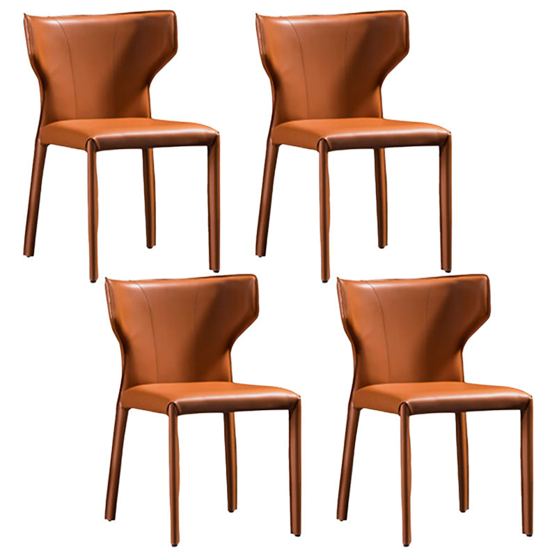 Modern Style Wingback Side Chair PU Leather Chairs for Dining Room Orange 4 Piece Set Clearhalo 'Dining Chairs' 'Dining Tables & Seating' 'dining_chair' 'furn' 'furn_dining_chair' 'Furniture' 'furniture_dining_chair' 'Kitchen & Dining Furniture' 4818762
