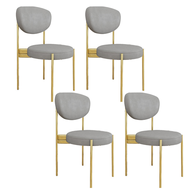 Glam Style Upholstered Side Chair Open Back Dining Side Chair Grey 4 Piece Set Brass Gold Clearhalo 'Dining Chairs' 'Dining Tables & Seating' 'dining_chair' 'furn' 'furn_dining_chair' 'Furniture' 'furniture_dining_chair' 'Kitchen & Dining Furniture' 4819042