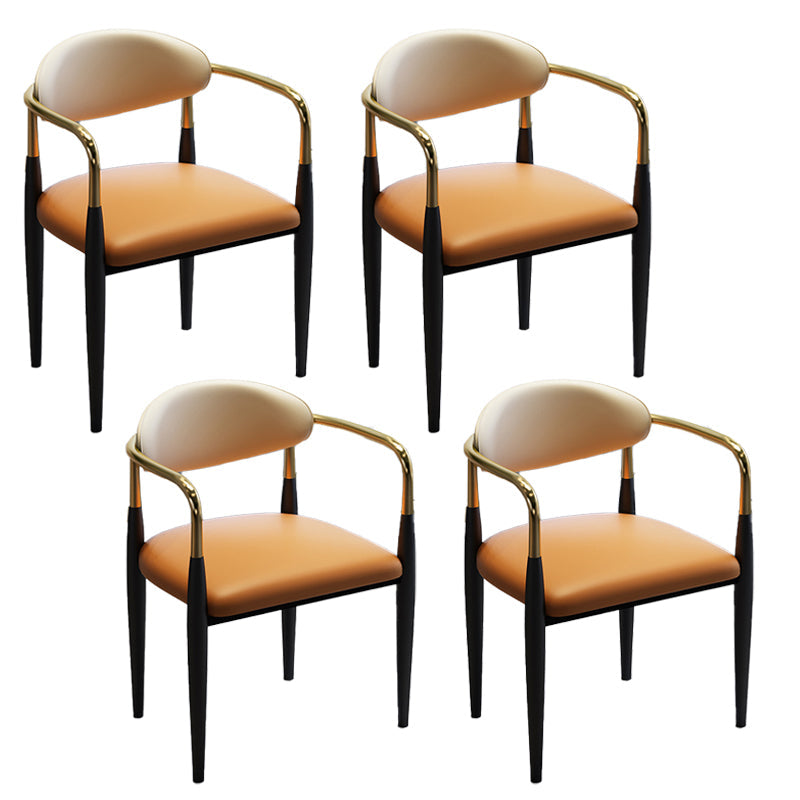 Glam Metal Dining Room Chairs Open Back Dining Side Chair in Black Orange 4 Piece Set Clearhalo 'Dining Chairs' 'Dining Tables & Seating' 'dining_chair' 'furn' 'furn_dining_chair' 'Furniture' 'furniture_dining_chair' 'Kitchen & Dining Furniture' 4819190