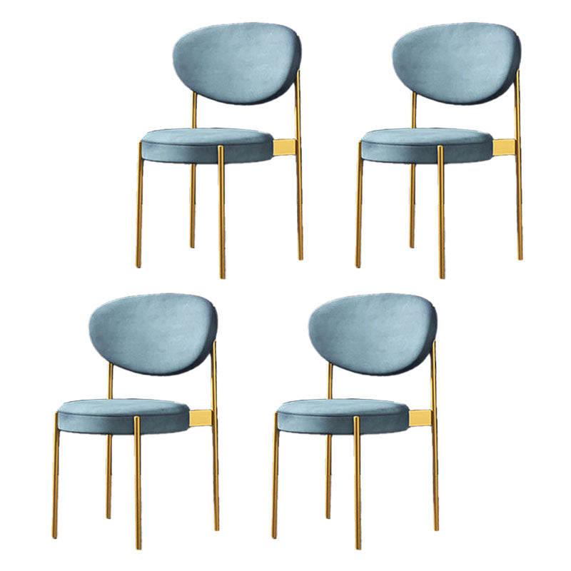 Modern Style Metal Chair Open Back Dining Side Chair with Upholstered Light Blue 4 Piece Set Clearhalo 'Dining Chairs' 'Dining Tables & Seating' 'dining_chair' 'furn' 'furn_dining_chair' 'Furniture' 'furniture_dining_chair' 'Kitchen & Dining Furniture' 4819251