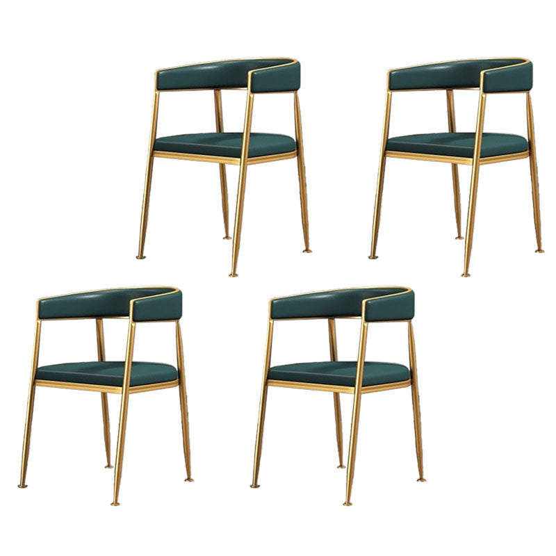 Glam Gold Metal Arm Chair Open Back Dining Side Chair with Upholstered Blackish Green 4 Piece Set Clearhalo 'Dining Chairs' 'Dining Tables & Seating' 'dining_chair' 'furn' 'furn_dining_chair' 'Furniture' 'furniture_dining_chair' 'Kitchen & Dining Furniture' 4819591